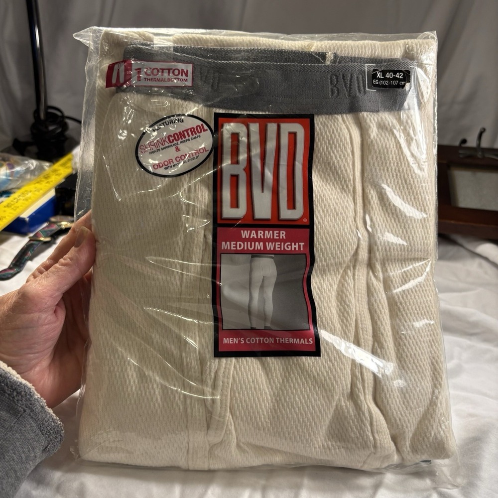 BVD Men XL (40-42) Natural Warmer Medium Weight‎ Cotton Thermal Bottoms Pants